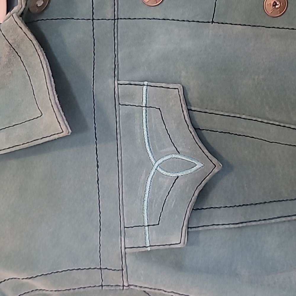Live A Little Aqua Leather Jacket - Picture 4 of 9